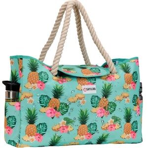 Tropical Print Beach Bag - Green
